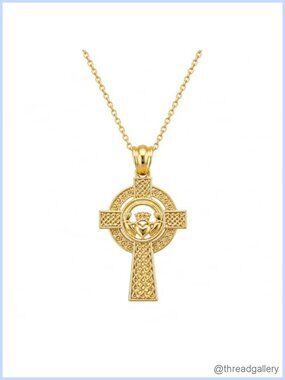 14K Gold Plated Celtic Knot Cross Pendant Necklace Lobster Clasp Gift